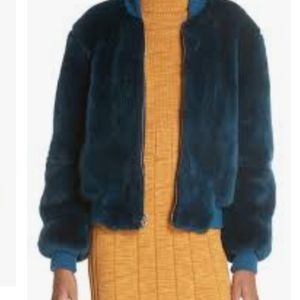 Ellington Faux Fur Bomber Jacket In Pavone